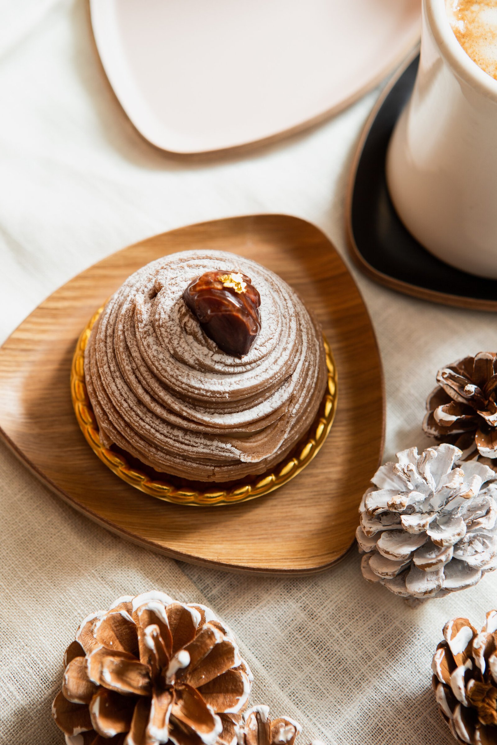 Mont Blanc cake on a plate